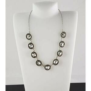 NINA Bridal 'Lisbeth' Frontal Crystal Silver Tone Necklace 16"